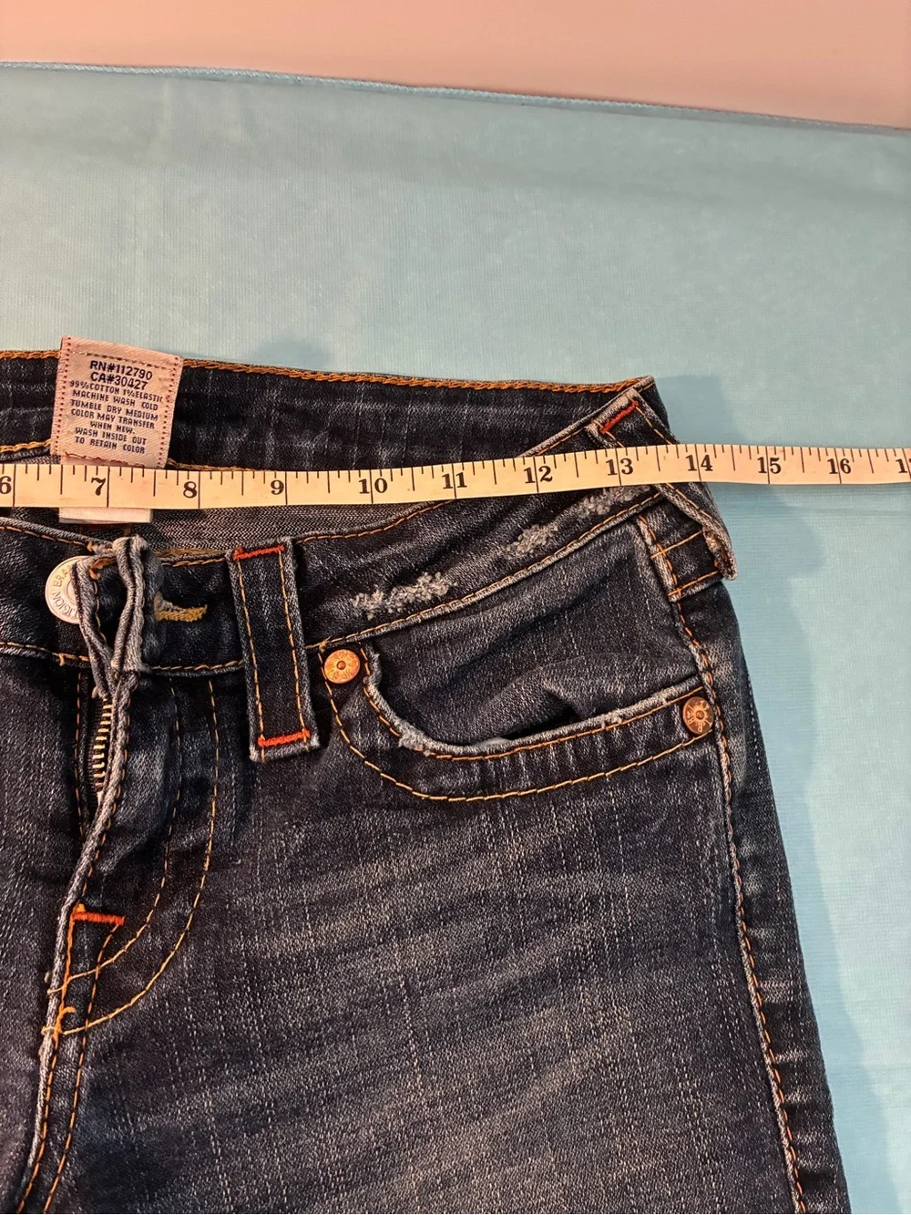 Vintage True Religion JOEY Big T Women's Denim Twist Flared  Jeans Size 27 - Picture 7 of 9
